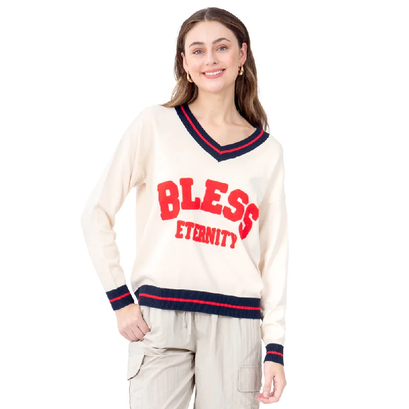 SWEATER PARA MUJER VARSITY PRINTED BLESS FOREVER 21