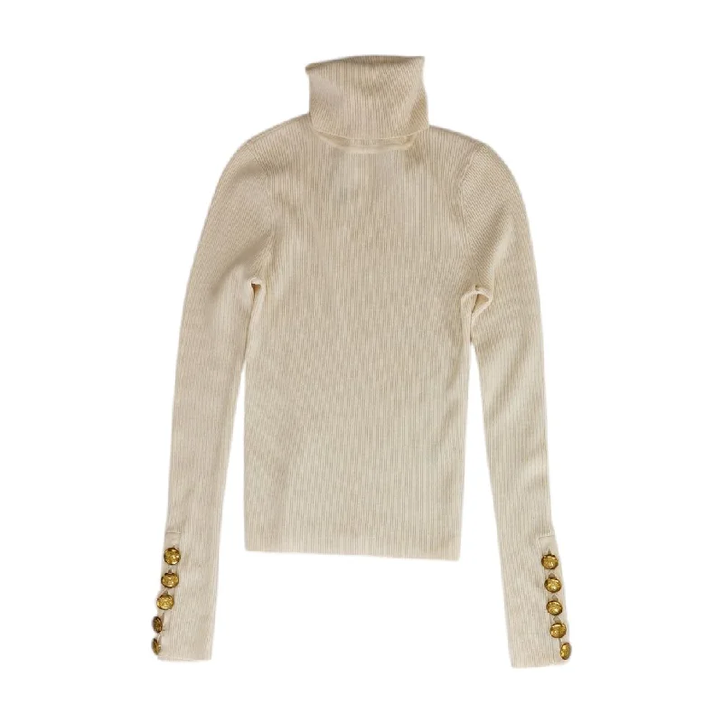 Ivory Solid Turtleneck Sweater