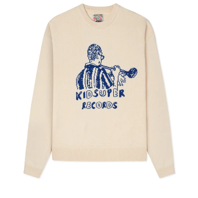 KidSuper Records Knit Sweater - Cream