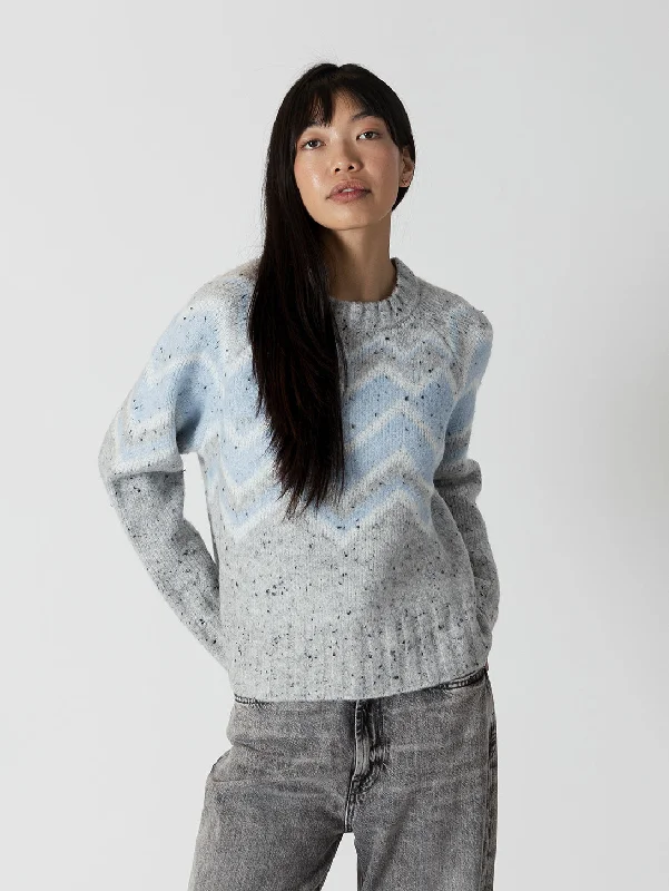 Leighton Crewneck Sweater - Grey/Blue Fleck