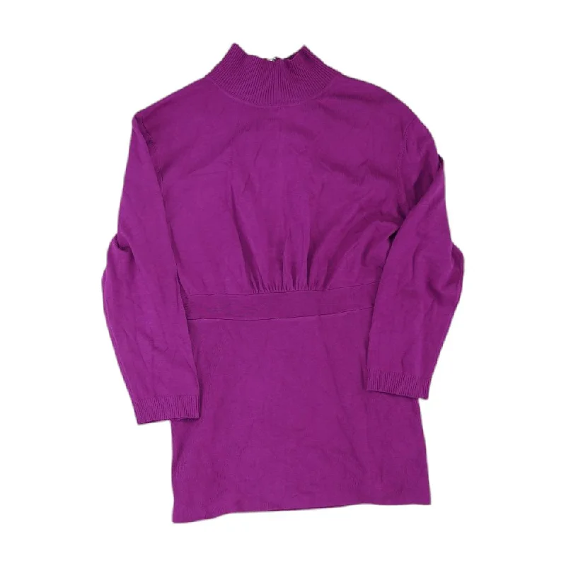 Magenta Solid Mockneck Sweater