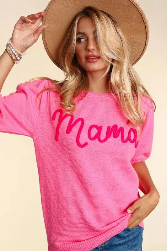 Haptics Mama Pop Up Letter Sweater Knit Top