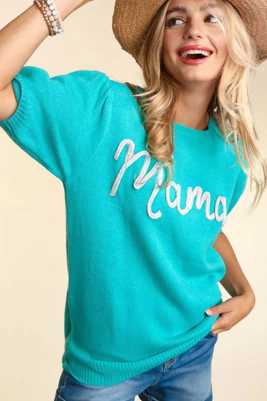 Haptics Plus Mama Pop Up Letter Sweater Knit Top