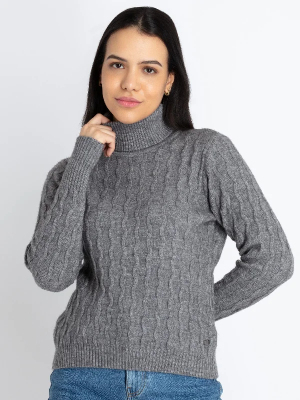 Womens Solid High Neck Sweater