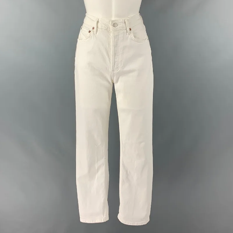 AGOLDE Size 27 Cream Cotton  Elastane Button Fly Jeans