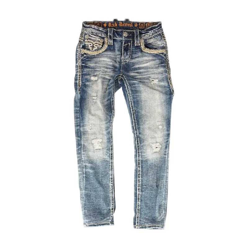 Blue Solid Straight Jeans