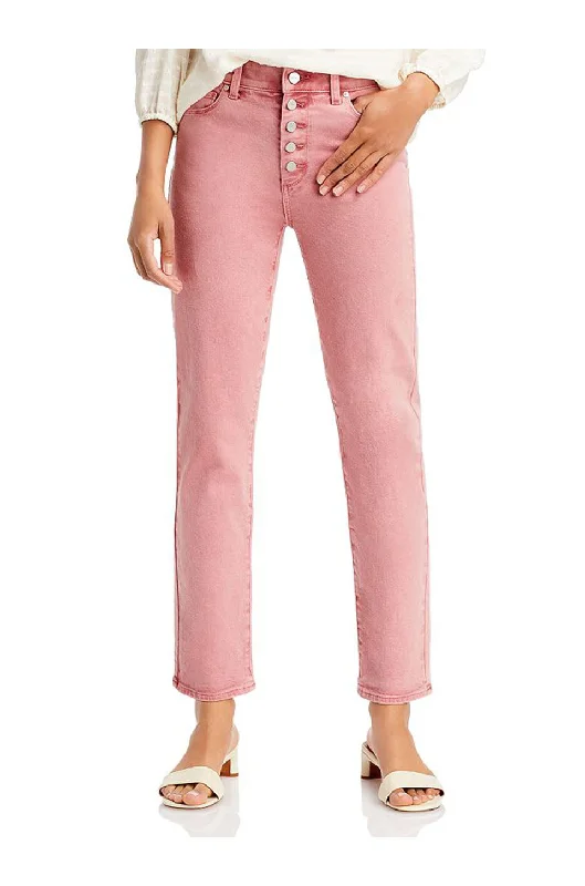 Cindy Straight Button Fly Jeans in Soft Vintage Rose