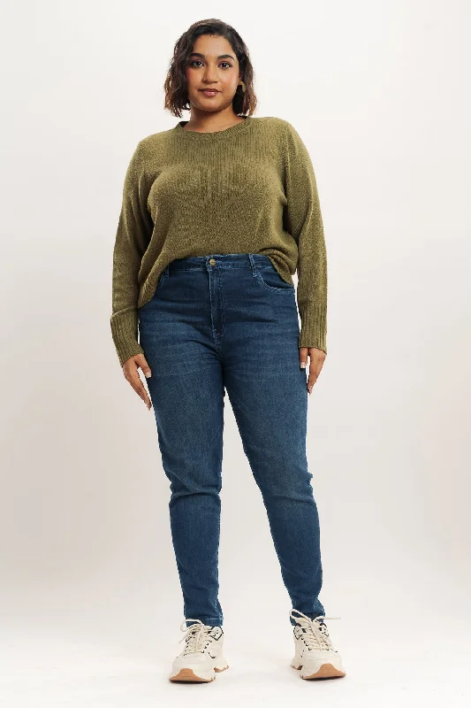 Curve Dark Blue High Waist Skinny Jeans