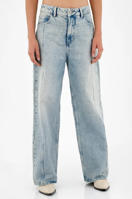 Women's Wide Leg Blue Jeans