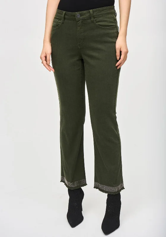 Joseph Ribkoff Frayed Hem Straight Jeans, Green