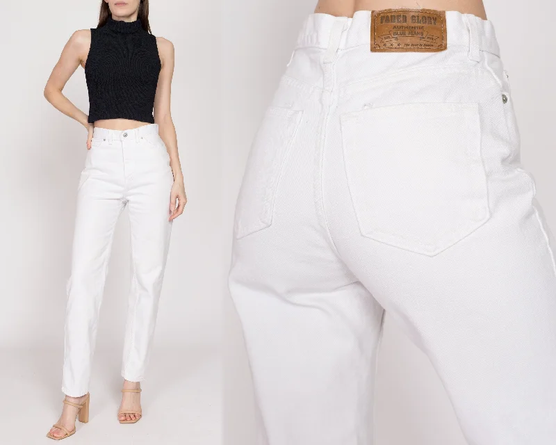 Small 90s White High Waisted Jeans 27"