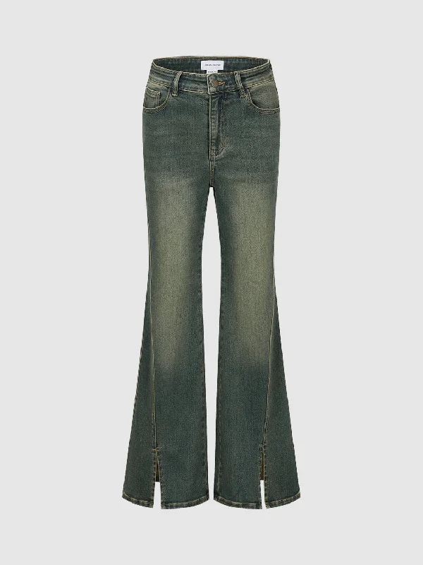 Split Hem Flare Jeans