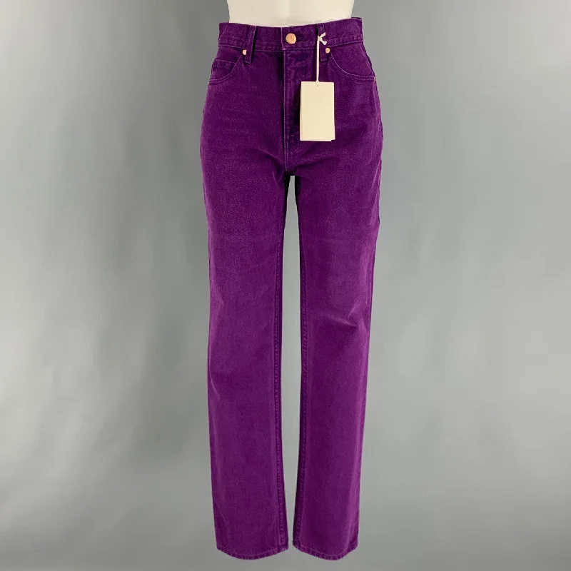 ULLA JOHNSON Size 25 Purple Cotton High Waisted Jeans