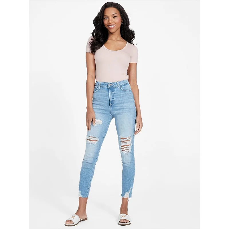 Light Blue High Rise Ripped Skinny Jeans