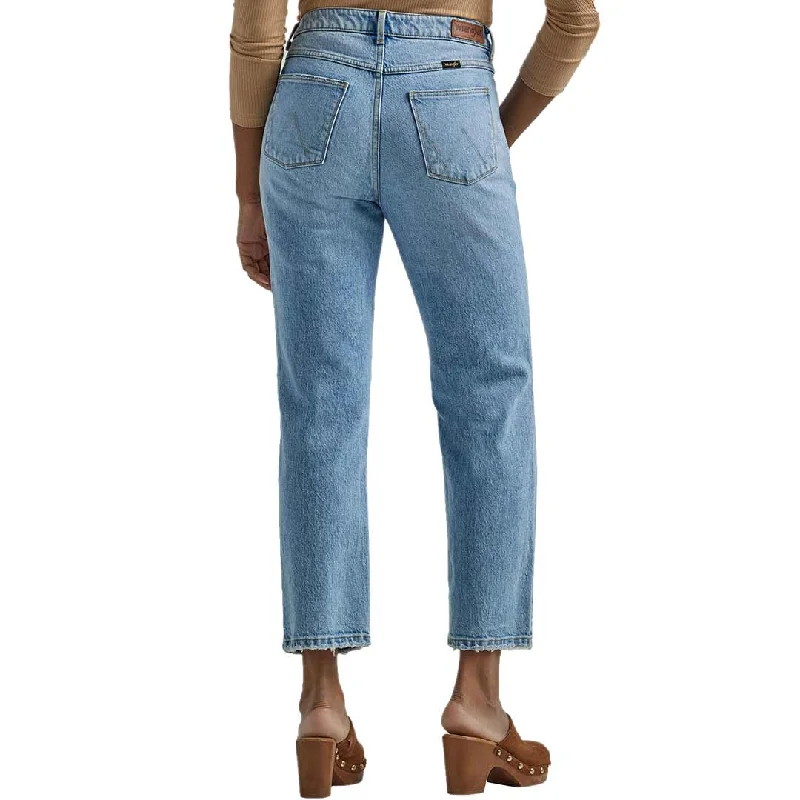 Wrangler Women's Rodeo Straight Leg Destructed Cropped Jeans